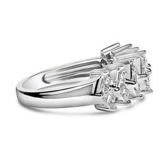 Sterling Silver 1 1/4 Cttw Princess Diamond Cluster Band Ring