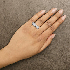 Sterling Silver 1 1/4 Cttw Princess Diamond Cluster Band Ring