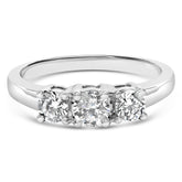 14K White Gold 3/4 Cttw Lab Grown Diamond 3 Stone Ring Band (F-G Color, VS2-SI1 Clarity)