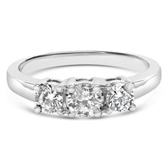 14K White Gold 3/4 Cttw Lab Grown Diamond 3 Stone Ring Band (F-G Color, VS2-SI1 Clarity)