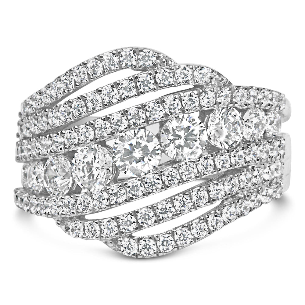 .925 Sterling Silver 2.00 Cttw Lab Grown Diamond Cluster Band Ring
