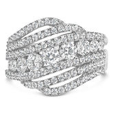 .925 Sterling Silver 2.00 Cttw Lab Grown Diamond Cluster Band Ring