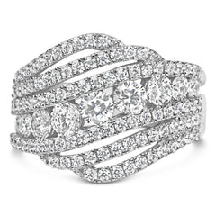 .925 Sterling Silver 2.00 Cttw Lab Grown Diamond Cluster Band Ring