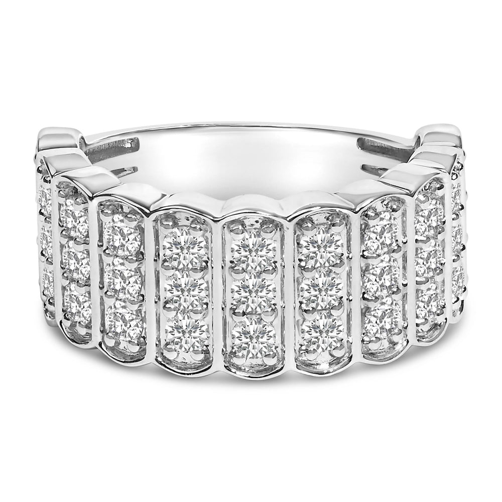 .925 Sterling Silver 1 1/2 Cttw Lab Grown Diamond 11 Row Band Ring (F-G Color, VS1-VS2 Clarity)