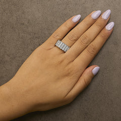 .925 Sterling Silver 1 1/2 Cttw Lab Grown Diamond 11 Row Band Ring (F-G Color, VS1-VS2 Clarity)