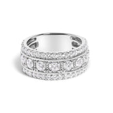 .925 Sterling Silver 2.0 Cttw Lab Grown Diamond Three-Row Pavé Band Ring