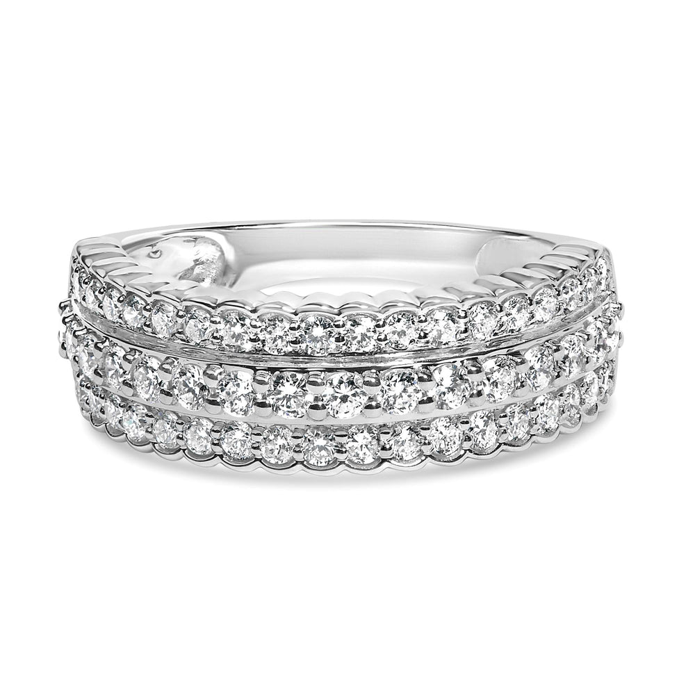 .925 Sterling Silver 1.0 cttw Lab Grown Diamond 3 Row Band Ring (F-G Color, VS1-VS2 Clarity)