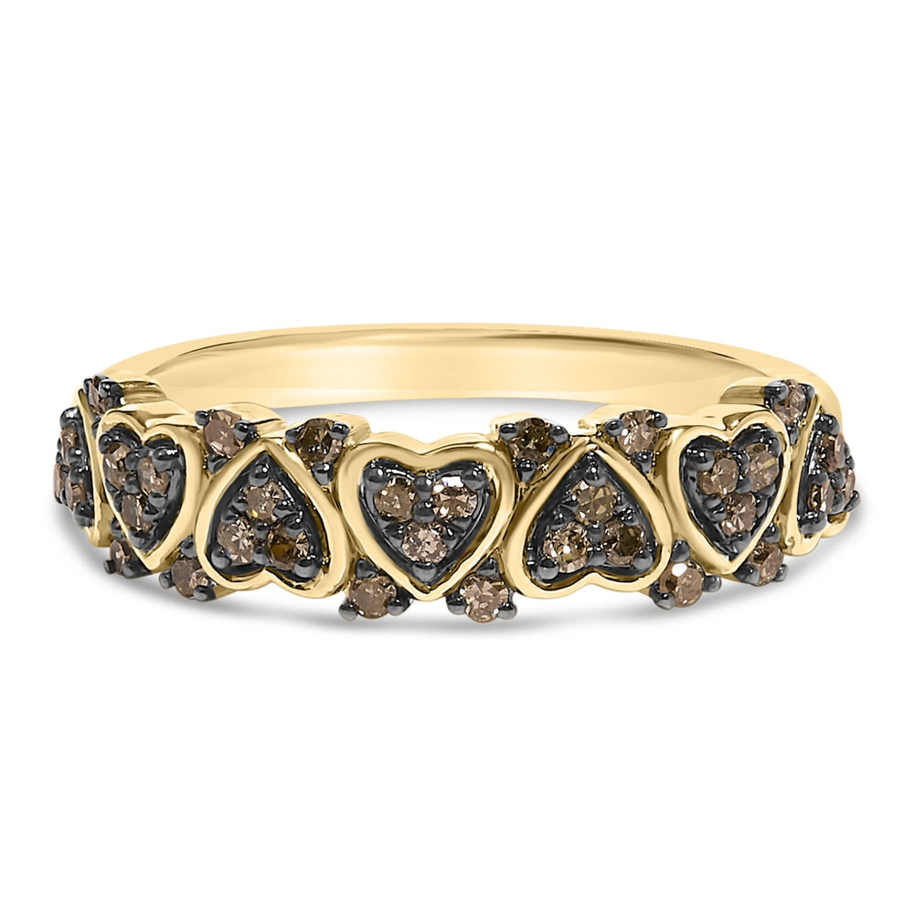 10K Yellow Gold Plated .925 Sterling Silver 1/3 cttw Natural Diamond Band Ring