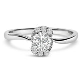 Sterling Silver Lab Grown 1/2 Cttw Diamond Floral Cluster Engagement Ring