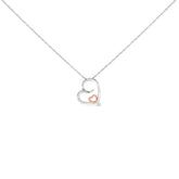 14K Rose Gold Plated Sterling Silver Diamond Accent Heart Pendant Necklace