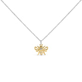 14K Yellow Gold Plated Sterling Silver Diamond Accent Bee Pendant Necklace