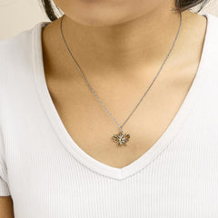 14K Yellow Gold Plated Sterling Silver Diamond Accent Bee Pendant Necklace
