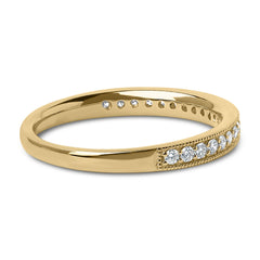 14K Gold 1/4 Cttw Round Diamond Milgrain Wedding Band