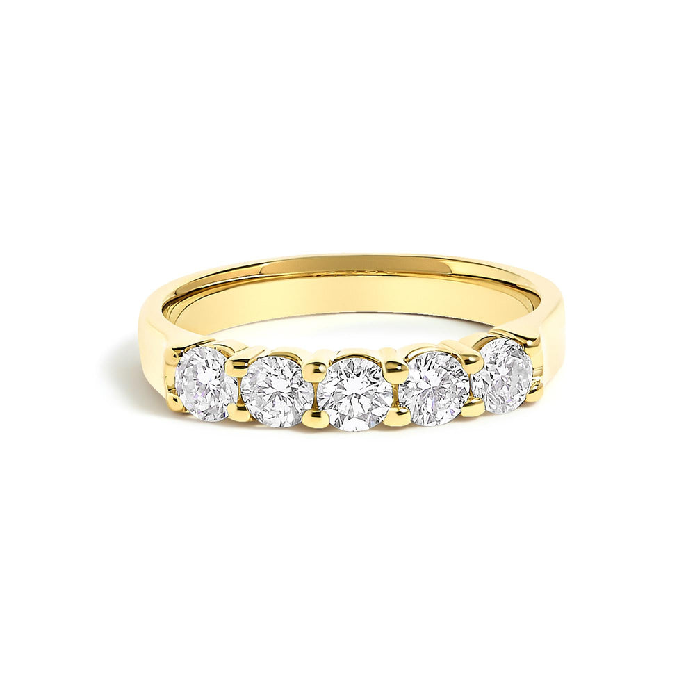 14K Gold 3/4 Cttw Diamond 5 Stone Band Ring
