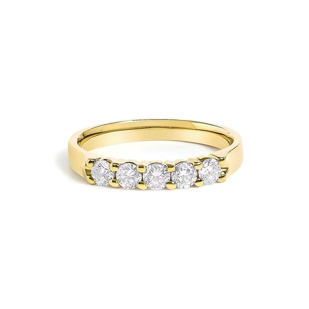 14K Gold 1/2 Cttw Round Diamond 5 stone Classic Band - Size 6.5
