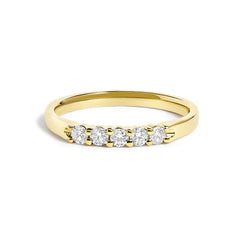 14K Gold 1/4 Cttw Diamond 5 Stone Band Ring
