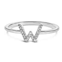 10K White Gold Diamond Accent Initial “A-Z” Ring