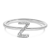 10K White Gold Diamond Accent Initial “A-Z” Ring