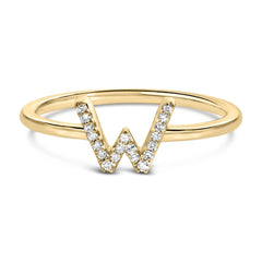 10K Yellow Gold Diamond Accent Initial “A-Z” Ring