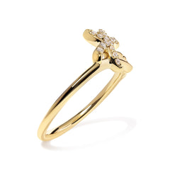 10K Yellow Gold 1/10 Cttw Diamond Palm Tree Statement Ring (H-I Color, I1-I2 Clarity)