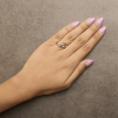 14K Yellow Gold 1/4 Cttw Round Diamond Wave Motif Bypass Ring