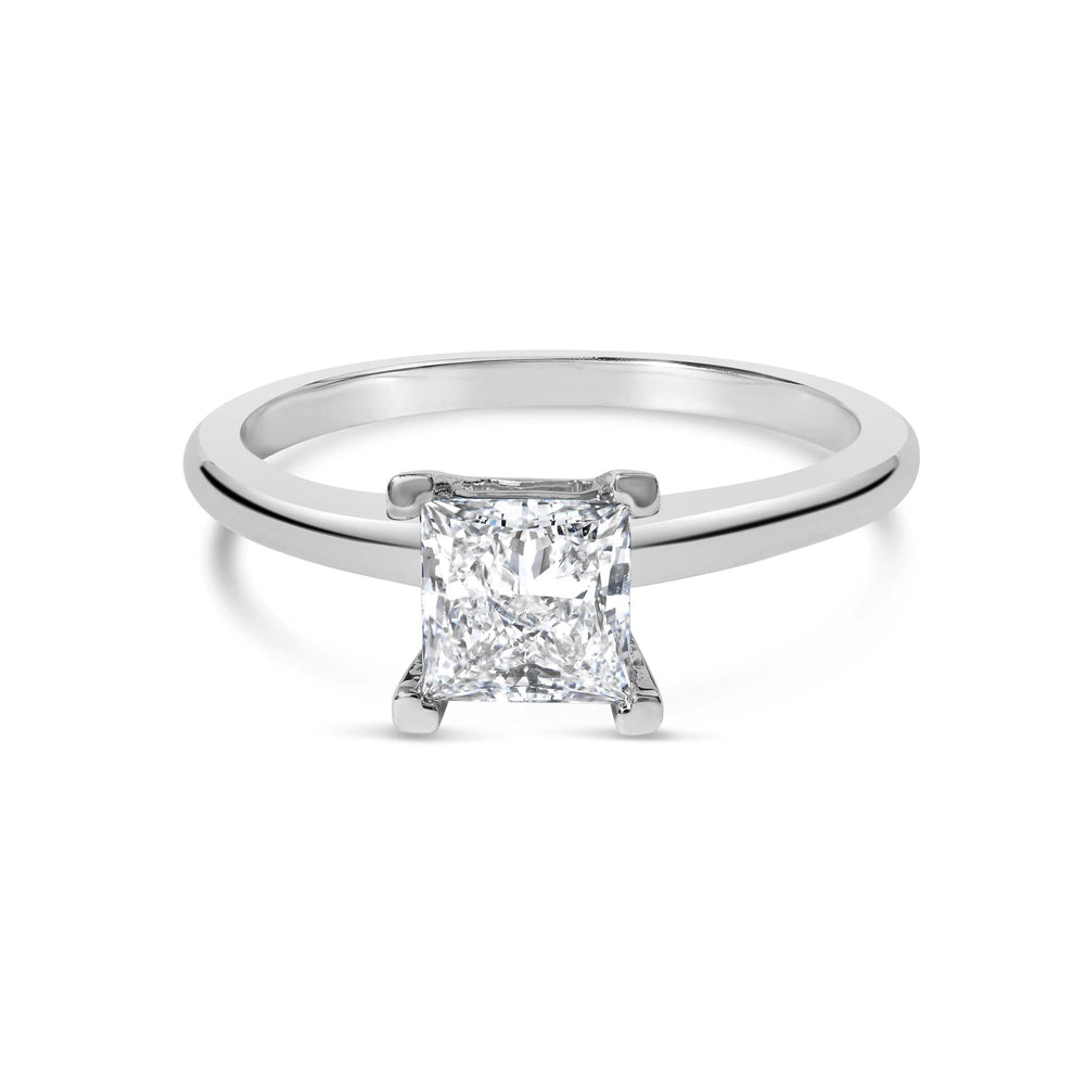 14K White Gold 1.0 Cttw Princess Lab-Grown Diamond Solitaire Engagement Ring (F-G Color, VS1-VS2 Clarity)