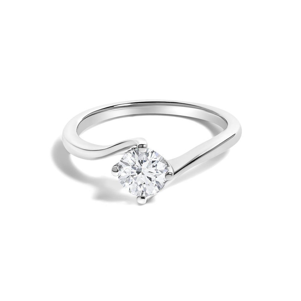 14K White Gold 4/5 Cttw Round Lab Grown Diamond Bypass Solitaire Engagement Ring (F-G Color, VS1-VS2 Clarity)