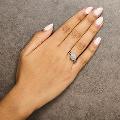 10K White Gold 1/10 Cttw Diamond Cluster Halo Promise Ring
