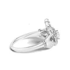 14K White Gold 3/8 Cttw Diamond Claddagh Heart Ring