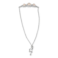 .925 Sterling Silver Created Opal Triple Heart and White Sapphire Bolo Bracelet