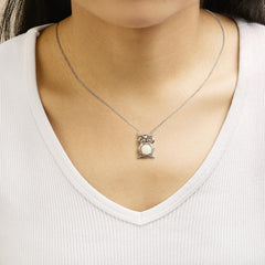.925 Sterling Silver Created Opal and Sapphire Pendant Necklace
