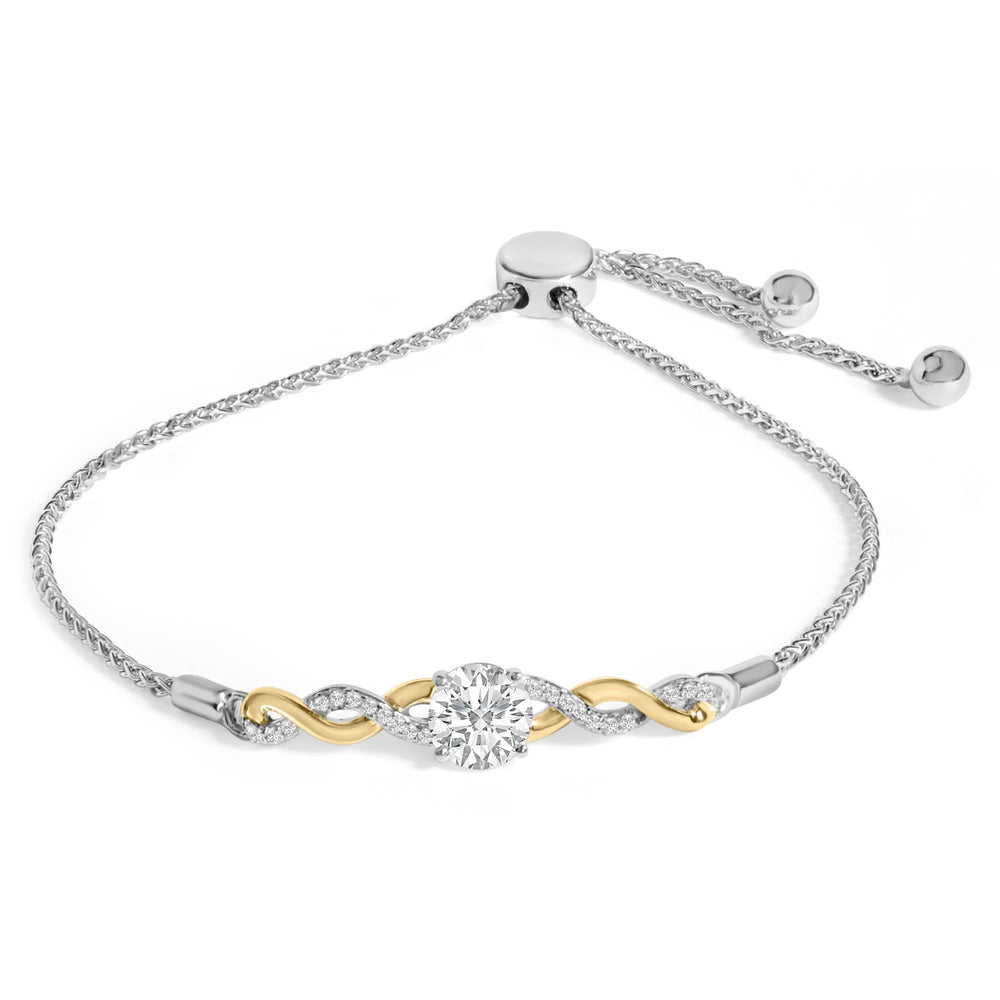 10K Yellow Gold Plated .925 Sterling Silver Created White Sapphire Twist Bolo Bracelet