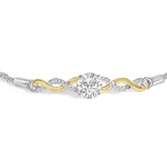 10K Yellow Gold Plated .925 Sterling Silver Created White Sapphire Twist Bolo Bracelet