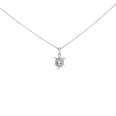.925 Sterling Silver Created Blue Topaz and Sapphire Turtle Pendant Necklace