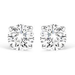IGI Certified 1.00 Cttw Round Brilliant-Cut Diamond 14K White Gold Classic 4-Prong Solitaire Stud Earrings (H-I Color, I1-I2 Clarity)