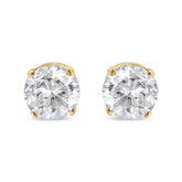 AGS Certified 14k Yellow Gold 3/8 cttw 4-Prong Set Brilliant Round-Cut Solitaire Diamond Push Back Stud Earrings (M-N Color, SI2-I1 Clarity)