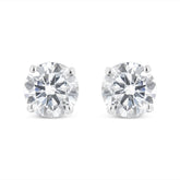 14K White Gold 1.00 Cttw Round Brilliant-Cut Near Colorless Diamond Classic 4-Prong Stud Earrings with Screw Backs (H-I Color, SI1-SI2 Clarity)