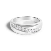 Men's.925 Sterling Silver 1/2 Cttw Diamond 9 Stone Band Ring
