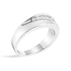 Men's.925 Sterling Silver 1/2 Cttw Diamond 9 Stone Band Ring