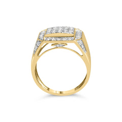 Men's 10K Yellow Gold 2 1/8 Cttw Diamond Composite Cluster Cocktail Ring Band