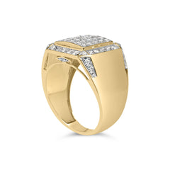 Men's 10K Yellow Gold 2 1/8 Cttw Diamond Composite Cluster Cocktail Ring Band
