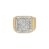 Men's 10K Yellow Gold 2 1/8 Cttw Diamond Composite Cluster Cocktail Ring Band