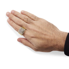 Men's 10K Yellow Gold 2 1/8 Cttw Diamond Composite Cluster Cocktail Ring Band