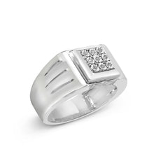 .925 Sterling Silver Diamond Accent Miracle-Set 9 Stone Ridged Band Gentlemen's Fashion Ring (I-J Color, I3 Clarity) - Size 10