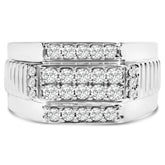 Men's .925 Sterling Silver 1.00 Cttw Diamond Multi Row Band Ring
