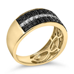Men's 14K Yellow Gold Plated .925 Sterling Silver 1.00 Cttw White and Black Diamond Cluster Ring
