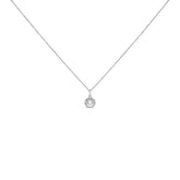 10K White Gold 5MM Cultured Pearl and Diamond Accent Halo Pendant Necklace