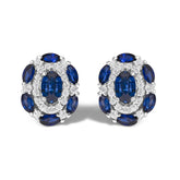14K White Gold Blue Sapphire and Diamond Vintage Style Stud Earrings (G-H Color, SI2-I1 Clarity)