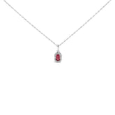10K White Gold 5x3mm Gemstone and Diamond Accent Halo Octagonal Shape 18" Pendant Necklace (I-J Color, I1-I2 Clarity)