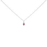 10K White Gold 5x3mm Gemstone and Diamond Accent Halo Pear Shape 18" Pendant Necklace (I-J Color, I1-I2 Clarity)